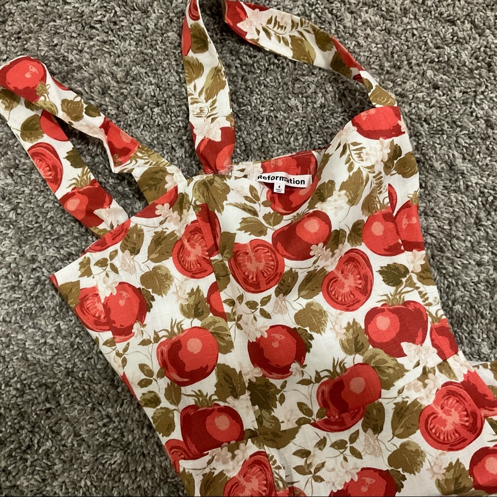 NWOT❤️Reformation Brigitte Linen Dress - Tomatoes - Picture 7 of 9